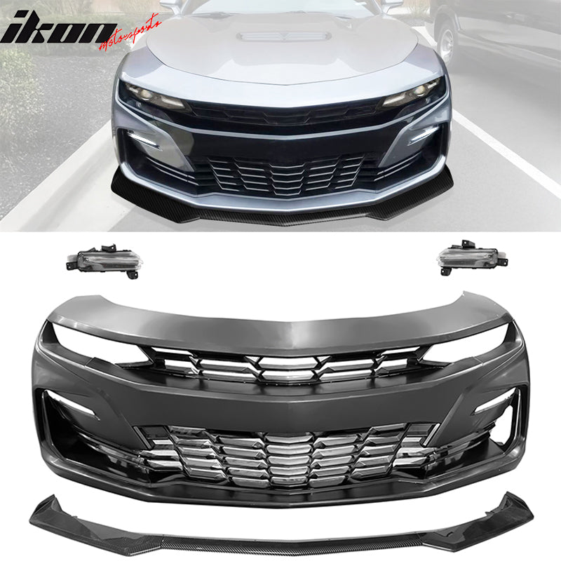 2019-2024 Chevy Camaro SS Front Bumper DRL Carbon Fiber Print Lip