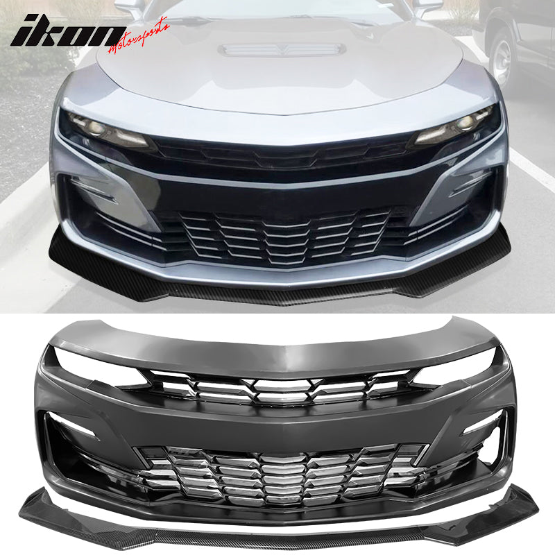 For 19-24 Camaro 19 SS Front Bumper Cover Turn Signal DRL Carbon Fiber Print Lip