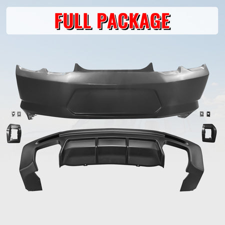 Fits 19-24 Chevy Camaro LT/LS/SS/ZL1 OE Style Rear Bumper Cover & Matte Diffuser