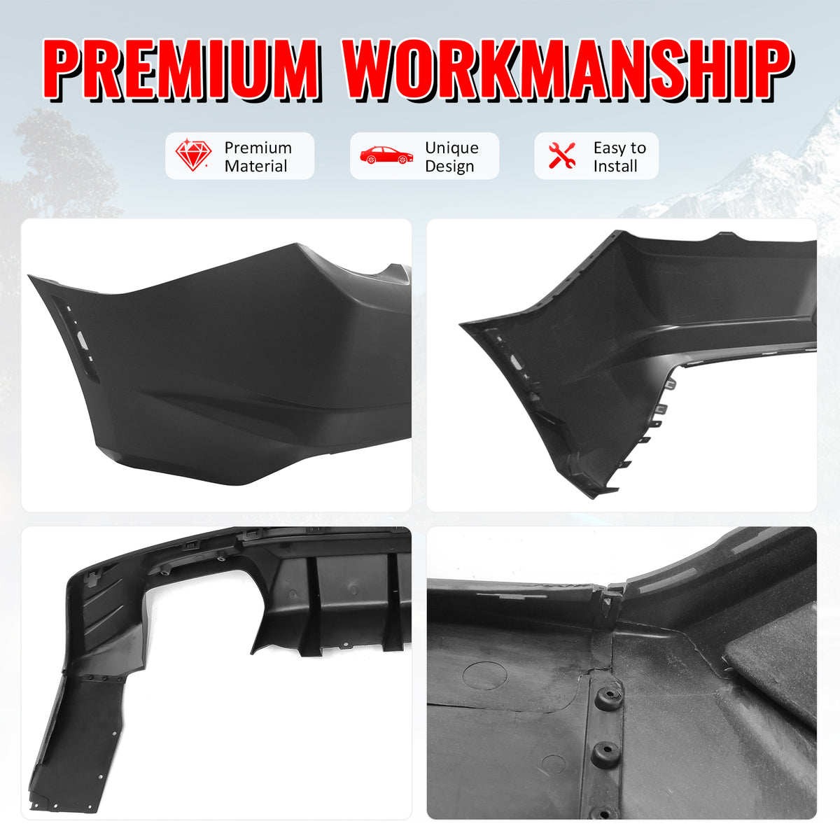 Fits 19-24 Chevy Camaro LT/LS/SS/ZL1 OE Rear Bumper Cover + IKON Matte Diffuser