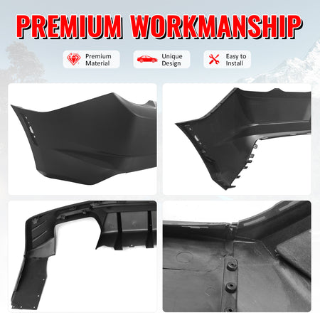 Fits 19-24 Chevy Camaro LT/LS/SS/ZL1 OE Rear Bumper Cover + IKON Matte Diffuser