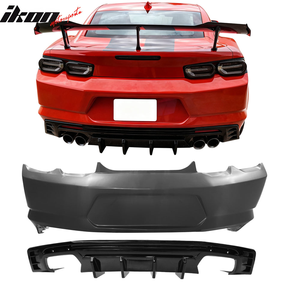 2019-2024 Chevy Camaro LT/LS/SS/ZL1 OE Rear Bumper+IKON Gloss Diffuser
