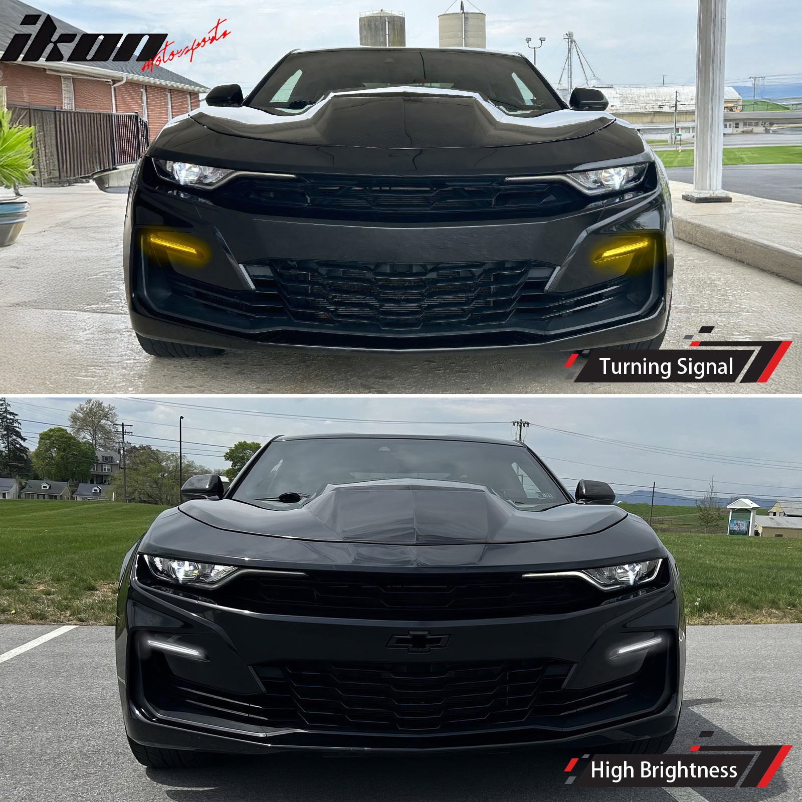 Fits 19-24 Camaro SS Style PP Front Bumper Cover Conversion LED DRL Turn Signal