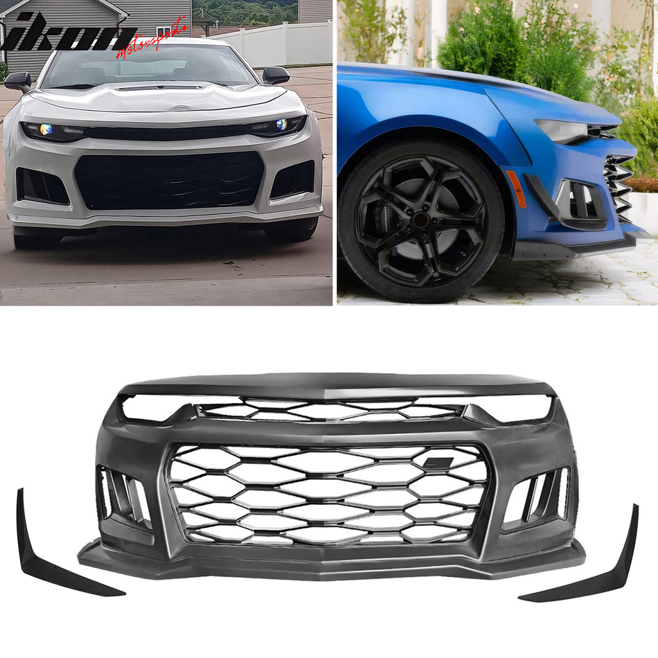 2019-2024 Chevy Camaro ZL1 Style Front Bumper Guard Cover + Canards PP
