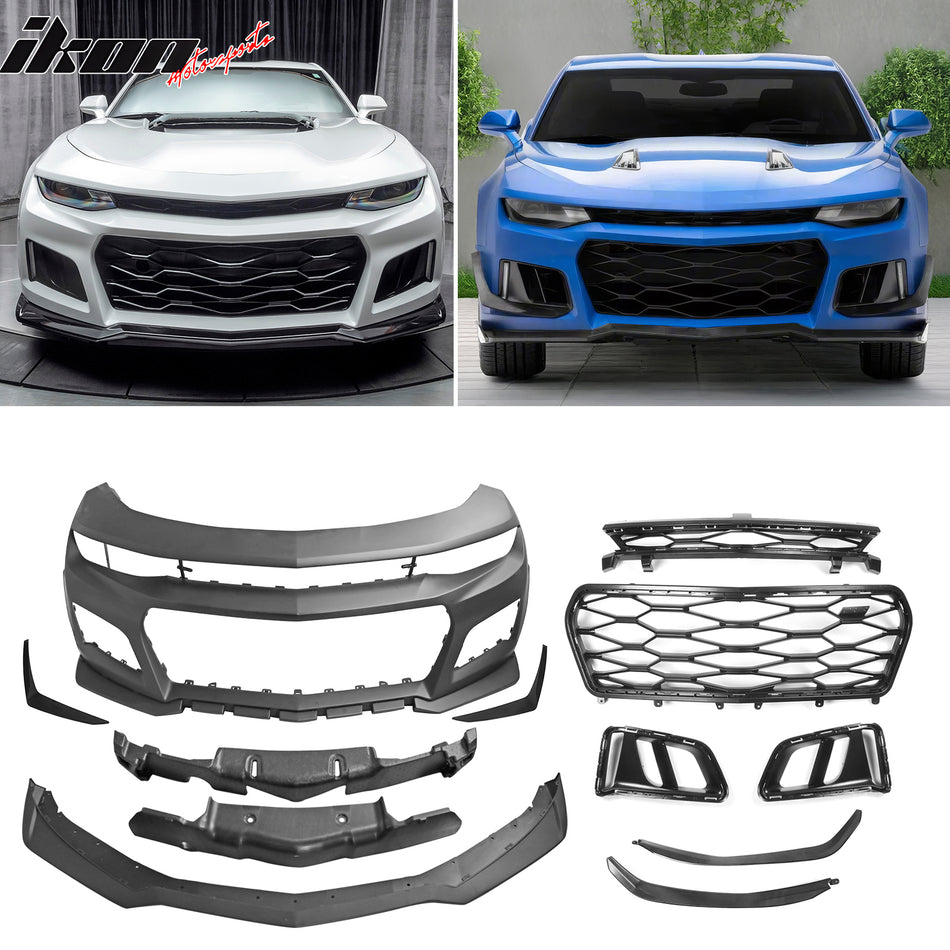 2019-2024 Chevy Camaro Unpainted ZL1 Style Front Bumper Cover + Canard
