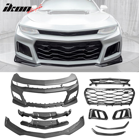 Fits 19-24 Chevy Camaro LS LT1 ZL1 Style Front Bumper Cover Conversion + Canards