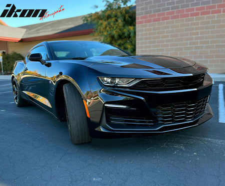 IKON MOTORSPORTS Front Bumper Cover, Compatible with 2019-2024 Chevy Camaro RS/SS w/ Signature Headlights, SS Style Unpainted PP Replacement Bumper Conversion W/ Daytime Running Light DRL Foglights