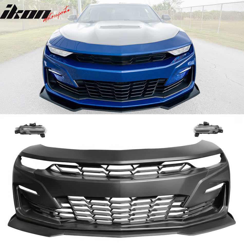 2019-2024 Chevy Camaro SS Unpainted Front Bumper DRL Matte Black Lip