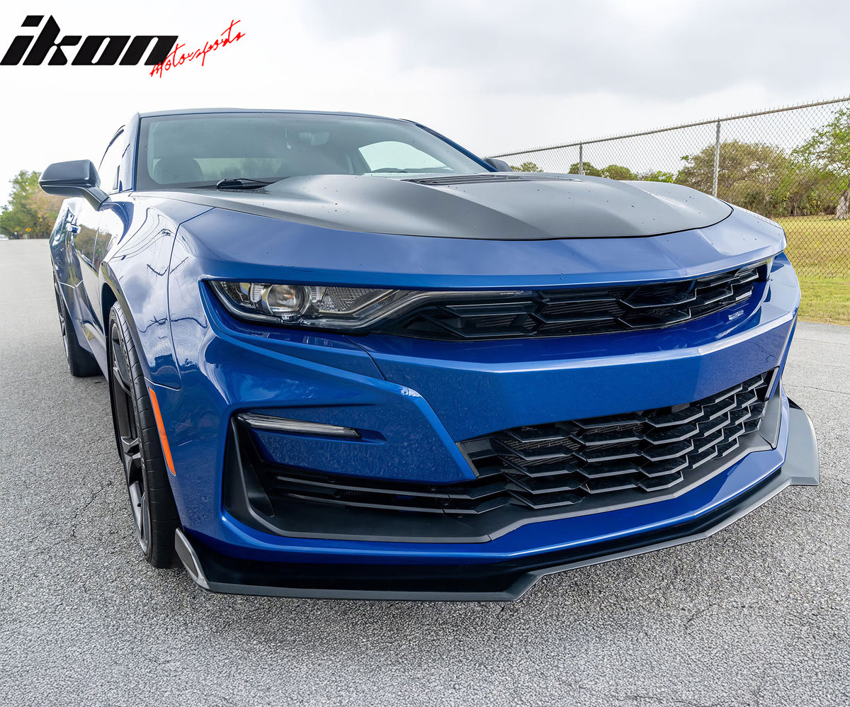 For 19-24 Camaro SS Style PP Front Bumper Cover Conversion DRL + Matte Black Lip