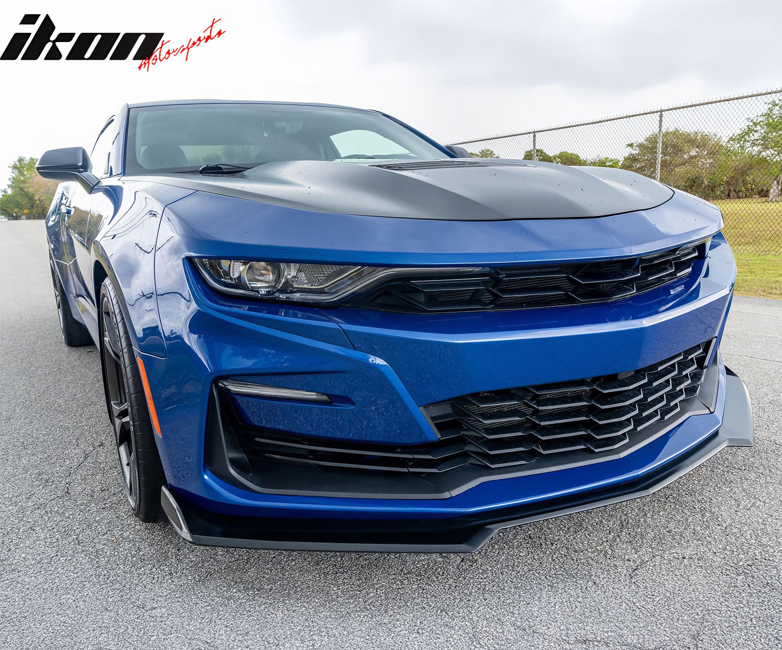 For 19-24 Camaro SS Style PP Front Bumper Cover Conversion DRL + Matte Black Lip