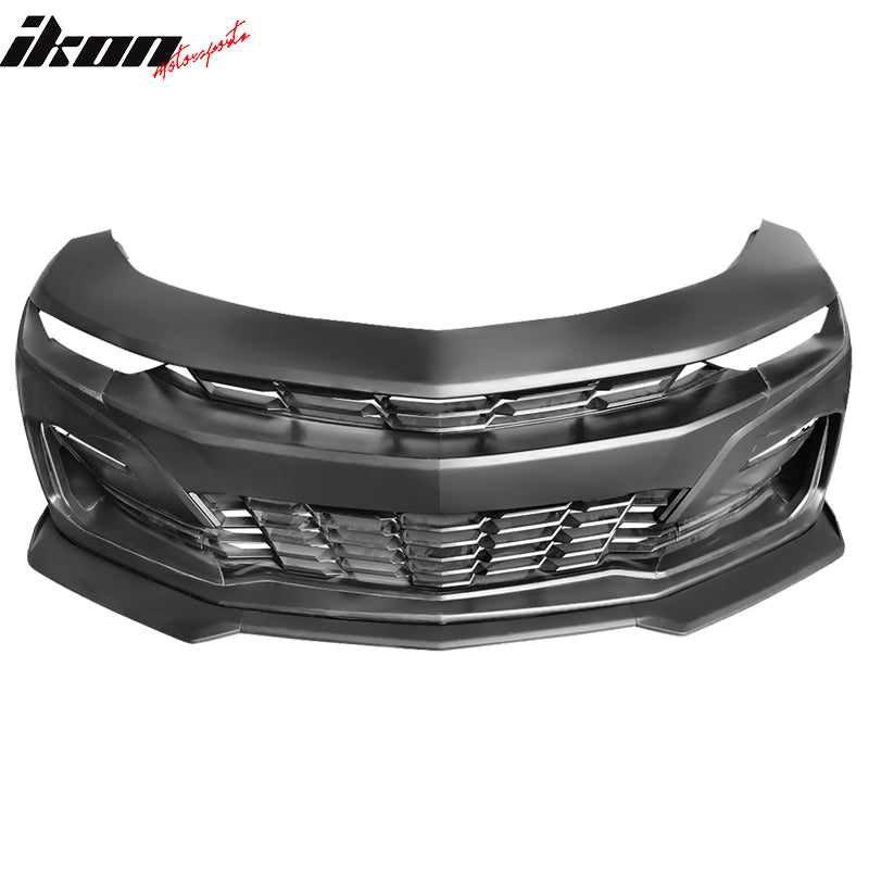 For 19-24 Camaro SS Style PP Front Bumper Cover Conversion DRL + Matte Black Lip