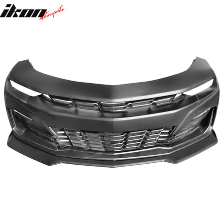 For 19-24 Camaro SS Style PP Front Bumper Cover Conversion DRL + Matte Black Lip