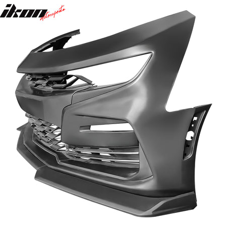 For 19-24 Camaro SS Style PP Front Bumper Cover Conversion DRL + Matte Black Lip