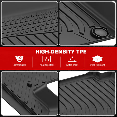 IKON MOTORSPORTS 3D TPE Floor Mats, Compatible with 2019-2024 Infiniti QX80/Nissan Armada Bench Seat, All Weather Waterproof Non-Slip Floor Liners, Front & 2nd Row Full Set Interior Accessories, Black