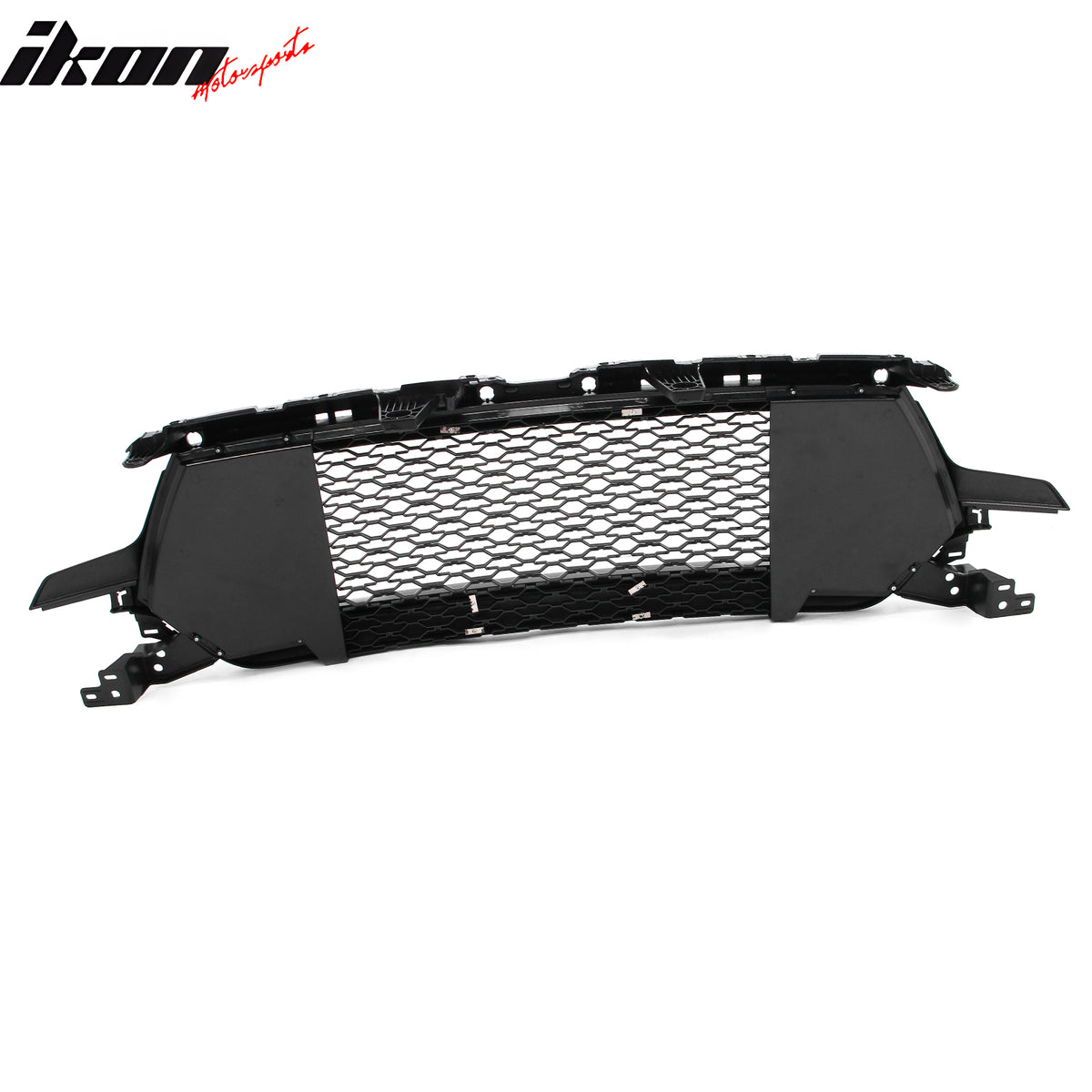 Fits 19-24 Ram 1500 Longhorn Honeycomb Front Bumper Hood Grille Gloss Black ABS