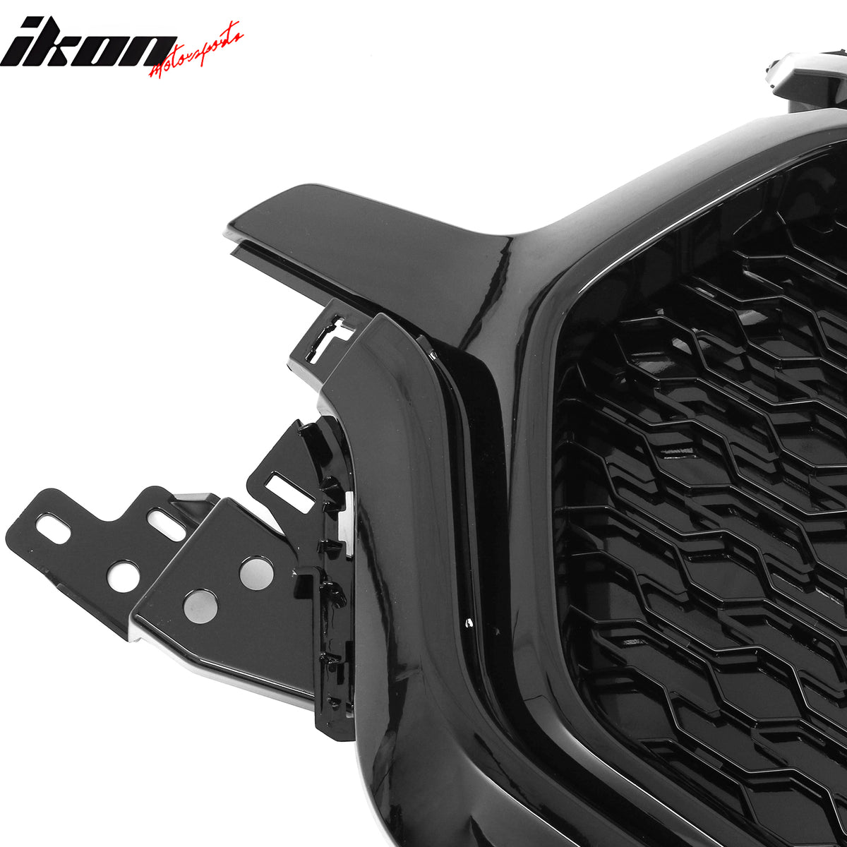 Fits 19-24 Ram 1500 Longhorn Honeycomb Front Bumper Hood Grille Gloss Black ABS