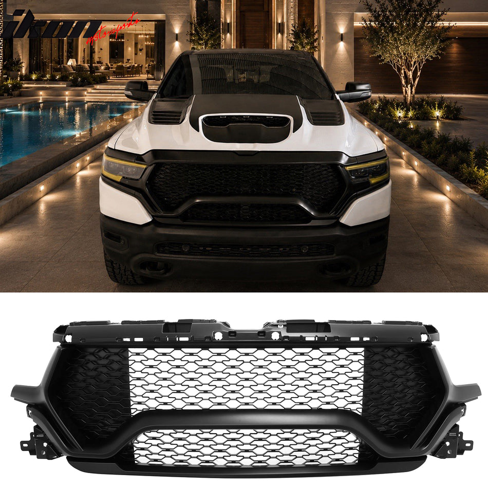2019-2024 Ram 1500 Longhorn TRX Style Matte Black Front Bumper Grille ABS