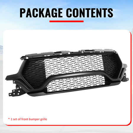 Fits 19-24 Ram 1500 Longhorn TRX Style Front Bumper Hood Grille Matte Black ABS