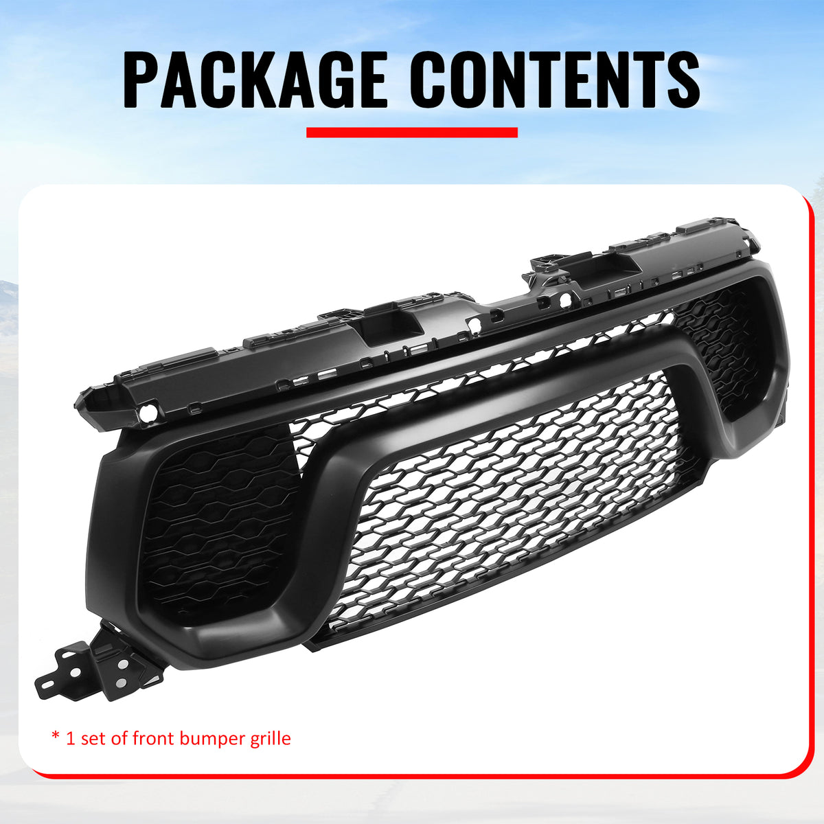 For 19-24 Ram 1500 Rebel OE Style Front Bumper Hood Grille Cover Matte Black ABS