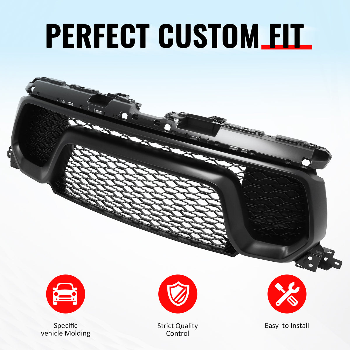 For 19-24 Ram 1500 Rebel OE Style Front Bumper Hood Grille Cover Matte Black ABS