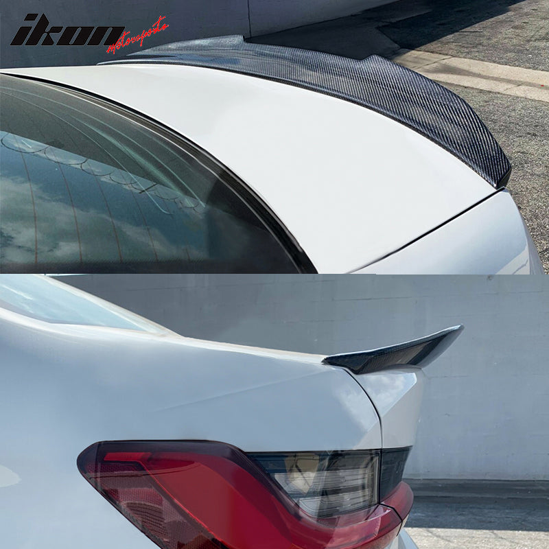 IKON MOTORSPORTS, Dry Carbon Fiber Rear Trunk Spoiler Compatible With 2019-2026 BMW G20 3 Series Sedan & 2021-2026 G80 M3 Sedan, Rear Trunk Spoiler Wing Lip Bodykit Replacement PSM Style