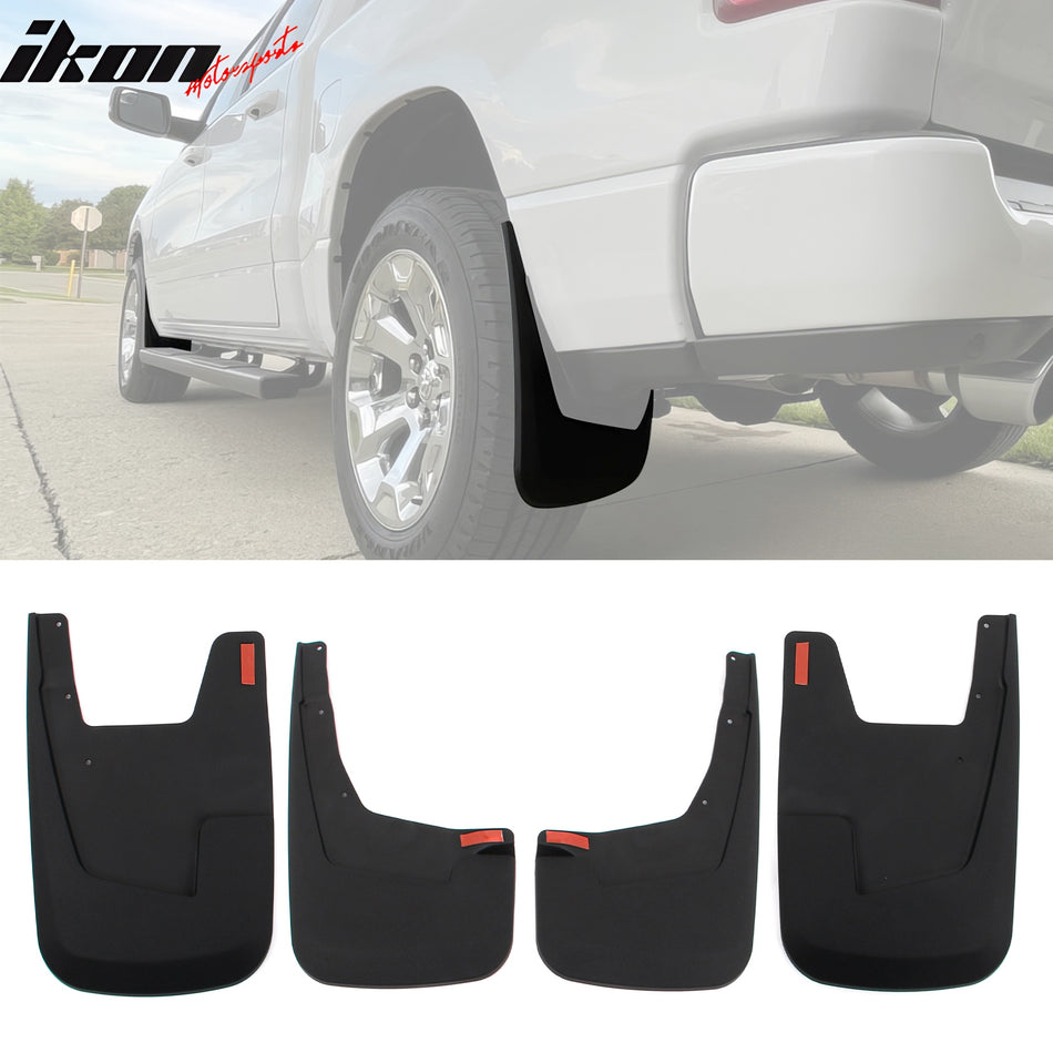 2019-2024 Dodge Ram 1500 w/o Fender Flares Mud Flaps Textured PP 4PCS