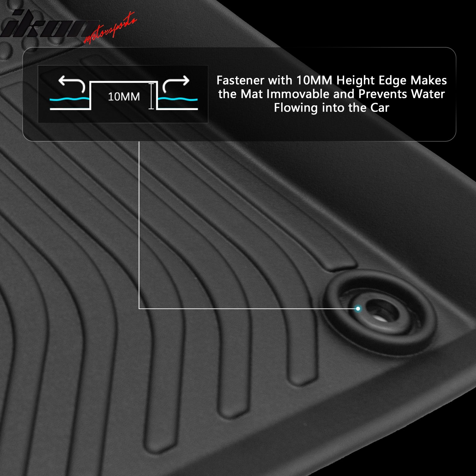 IKON MOTORSPORTS 3D Molded TPE Floor Mats, Compatible with 2019-2025 Honda Passport 2016-2022 Pilot 8-Passenger 1st & 2nd Rows, Black All Weather Waterproof Anti-Slip Floor Liners, Front 2nd Row 3PCS