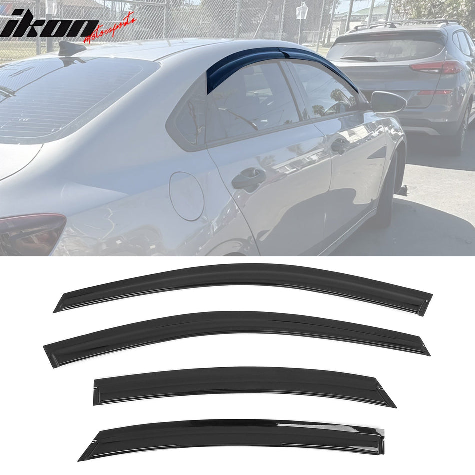 2019 - 2024 Kia Forte 4PCS Tape on Window Visors Vent Rain Sun GuardsIkon Motorsports