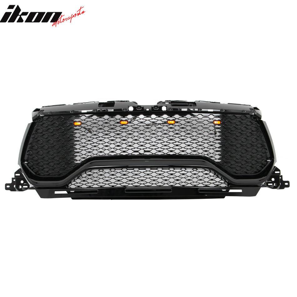 2019-2024 Ram 1500 TRX Style Gloss Black Front Bumper Hood Grille ABS
