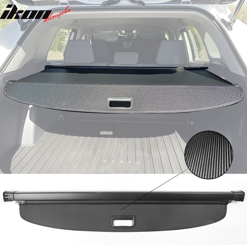 IKON MOTORSPORTS, Rear Cargo Cover Compatible With 2019-2025 Toyota Rav4 & 2021-2025 Rav4 Prime, Retractable Trunk Security Luggage Shade PVC & Aluminum