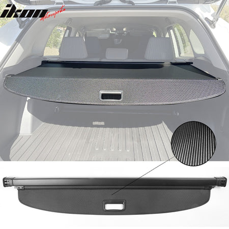 IKON MOTORSPORTS, Rear Cargo Cover Compatible With 2019-2025 Toyota Rav4 & 2021-2025 Rav4 Prime, Retractable Trunk Security Luggage Shade PVC & Aluminum