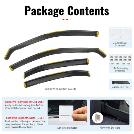 Fits 19-25 Lexus ES250 ES300h ES350 Window Visors PC In-Channel Deflectors 4PCS