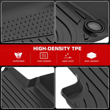IKON MOTORSPORTS 3D TPE Floor Mats, Compatible with 2019-2025 Porsche Cayenne, All Weather Waterproof Non-Slip Floor Liners, Front & 2nd Row Full Set Interior Accessories, Black