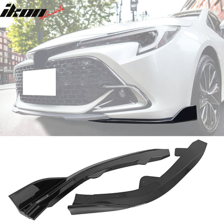 Fits 19-25 Toyota Corolla E210 Gloss Black Front Bumper Splitters + Side Canards