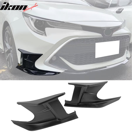 IKON MOTORSPORTS 2PCS Front Bumper Lip Splitters + 2PCS Front Side Canards, Compatible with 2019-2025 Toyota Corolla 3rd E210 5-Door Hatchback, Matte Black Air Dam Chin Spoiler Protector Splitter