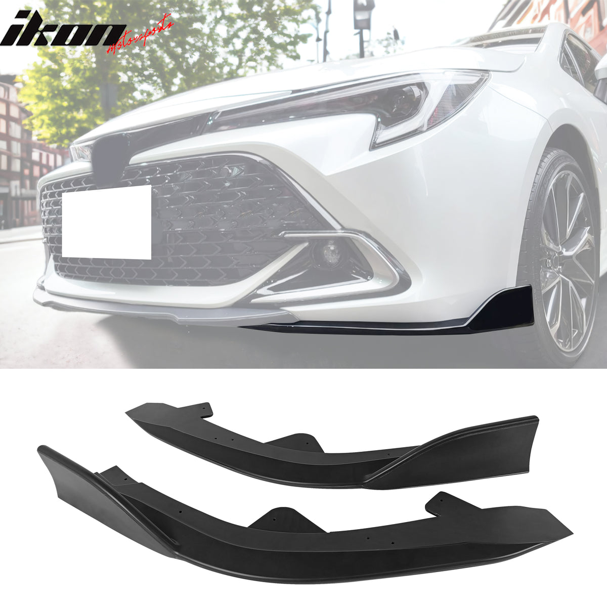 Fits 19-25 Toyota Corolla E210 Matte Black Front Bumper Splitters + Side Canards