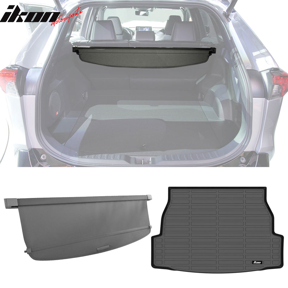 2019-2025 Toyota RAV4 3D Trunk Mat Liner + Gray Cargo Cover TPE
