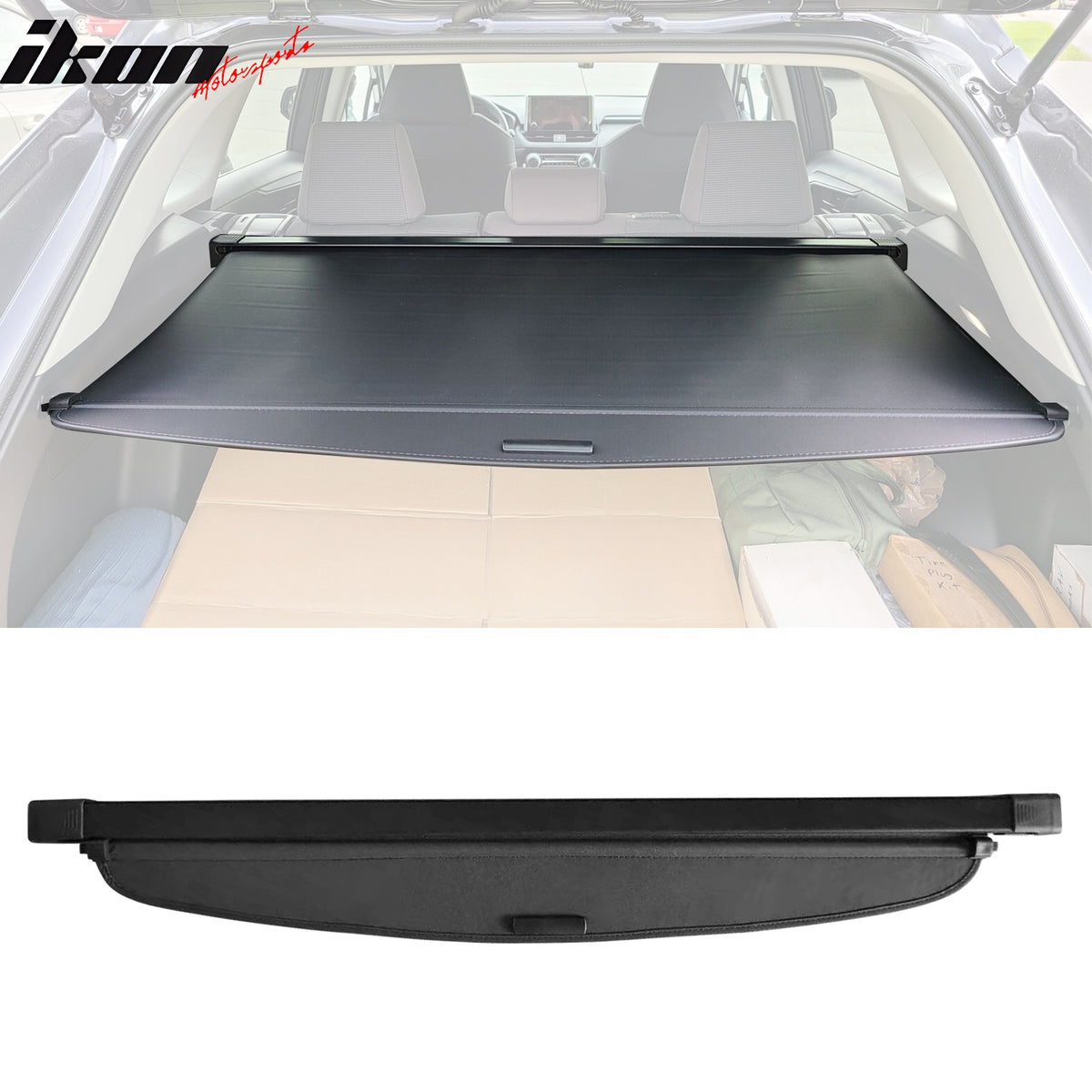IKON MOTORSPORTS 2-in-1 Trunk Liner Set, Compatible with 2019-2025 Toyota RAV4 (Not Fits RAV4 Prime), Storage Organized Cargo Cover & All-Weather Protection Waterproof Trunk Floor Mat