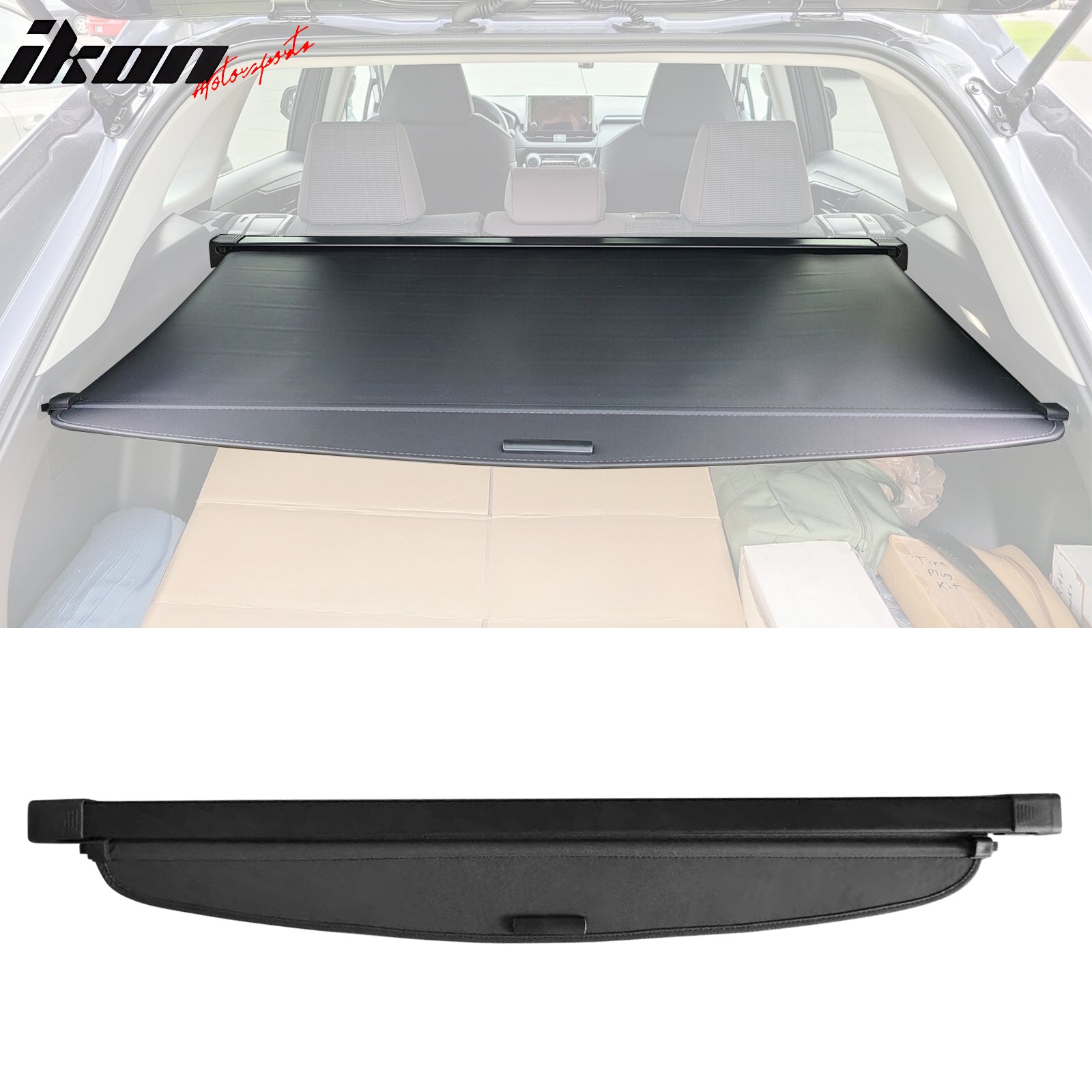 IKON MOTORSPORTS 2-in-1 Trunk Liner Set, Compatible with 2019-2025 Toyota RAV4 (Not Fits RAV4 Prime), Storage Organized Cargo Cover & All-Weather Protection Waterproof Trunk Floor Mat