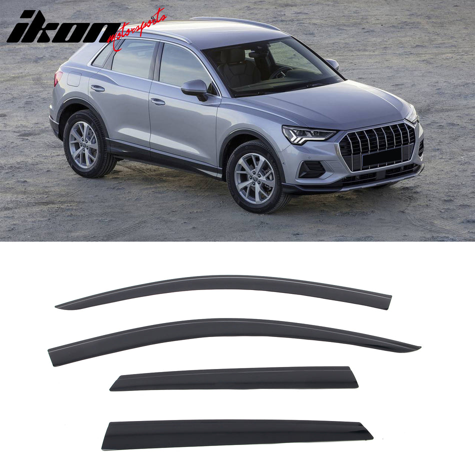 Window Visors Guards for Audi Q3 2019-2025 Low Profile Style Tape-On Smoke