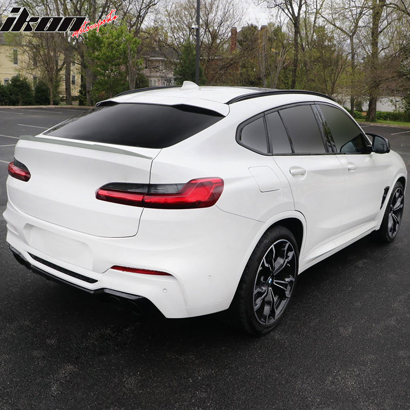 IKON MOTORSPORTS, Rear Trunk Spoiler Compatible With 2019-2025 BMW G02 X4 X4M F98, Performance Style Unpainted ABS Rear Tail Spoiler Wing Lip Added on Bodykit Replacement, 2020 2021 2022