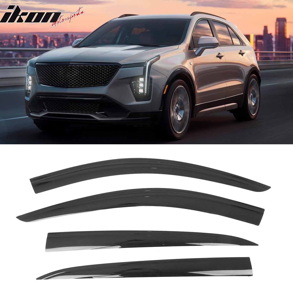 2019 - 2025 Cadillac XT4 Low Profile Style Tape on Window Visors GuardsIkon Motorsports