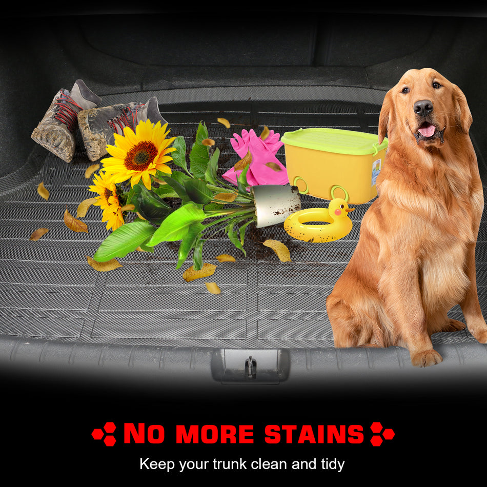 IKON MOTORSPORTS TPE Cargo Trunk Liner, Compatible with 2019-2025 Cadillac XT4, Custom Fit All Weather Protection Heavy Duty Rear Trunk Tray Cargo Mats Protector, Black