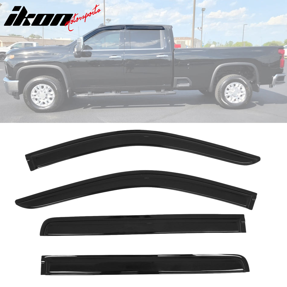 2019-2025 Chevy Silverado & GMC Sierra 1500 Crew Cab 4PC Window Visors