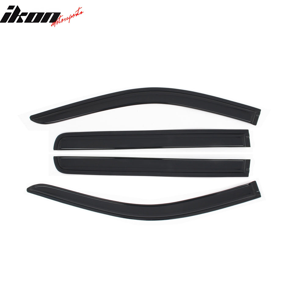IKON MOTORSPORTS Tape on Window Visors Compatible with 2019-2026 Chevrolet Silverado & GMC Sierra 1500 2500 3500 Crew Cab, Acrylic Smoke/Tinted Rain Guards, Side Window Wind Deflectors 4PCS