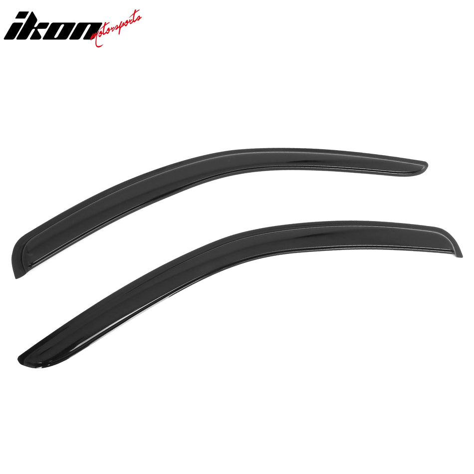 IKON MOTORSPORTS Tape on Window Visors Compatible with 2019-2026 Chevrolet Silverado & GMC Sierra 1500 2500 3500 Standard Cab, Acrylic Smoke/Tinted Rain Guards, Side Window Wind Deflectors 2PCS