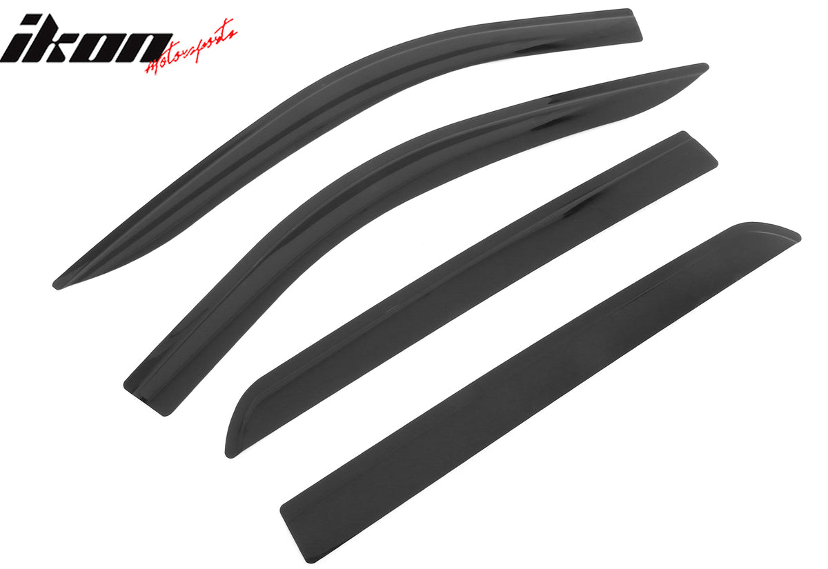 IKON MOTORSPORTS Tape on Low Profile Window Visors Compatible with 2019-2026 Chevy Silverado & GMC Sierra 1500 2500 Crew Cab, Acrylic Smoke/Tinted Rain Guards, Side Window Wind Deflectors 4PCS