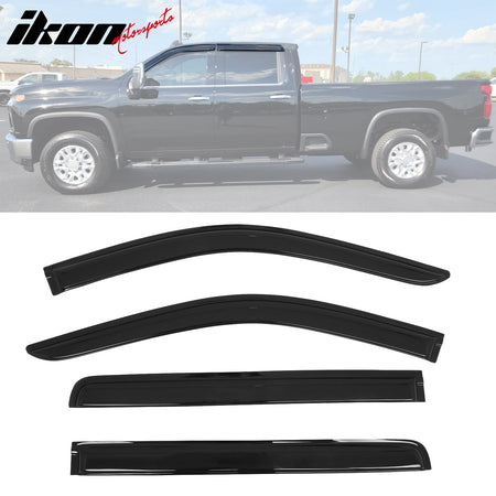 2019 - 2025 Chevy Silverado & GMC Sierra 1500 Crew Cab 4PC Window VisorsIkon Motorsports