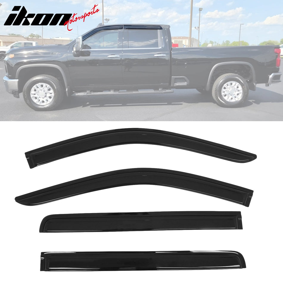 2019 - 2025 Chevy Silverado & GMC Sierra 1500 Crew Cab 4PC Window VisorsIkon Motorsports