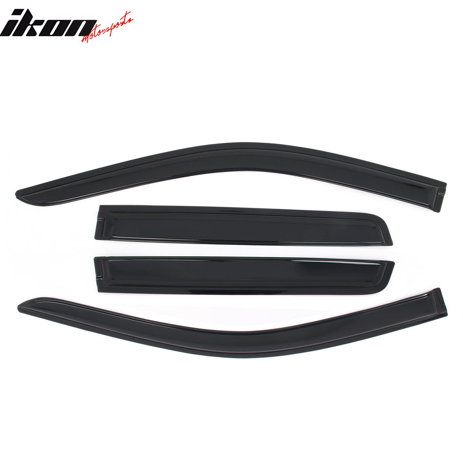 IKON MOTORSPORTS Tape on Window Visors Compatible with 2019-2026 Chevrolet Silverado & GMC Sierra 1500 2500 3500 Extended Cab, Acrylic Smoke/Tinted Rain Guards, Side Window Wind Deflectors 4PCS